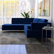Celestine Modern Pillow Back Velvet Left-Facing Upholstered Sectional in Blue