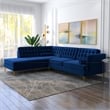 Celestine Modern Pillow Back Velvet Left-Facing Upholstered Sectional in Blue