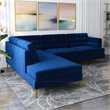 Celestine Modern Pillow Back Velvet Left-Facing Upholstered Sectional in Blue