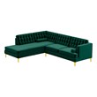 Castle Mid-Century Pillow Back Velvet Left-Facing Upholstered Sectional in Green