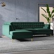 Castle Mid-Century Pillow Back Velvet Left-Facing Upholstered Sectional in Green