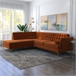 Kalenga Modern Pillow Back Velvet Left-Facing Upholstered Sectional in Orange