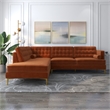 Kalenga Modern Pillow Back Velvet Left-Facing Upholstered Sectional in Orange