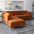 Kalenga Modern Pillow Back Velvet Left-Facing Upholstered Sectional in Orange