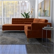 Kalenga Modern Pillow Back Velvet Left-Facing Upholstered Sectional in Orange