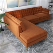 Kalenga Modern Pillow Back Velvet Left-Facing Upholstered Sectional in Orange