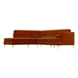 Kalenga Modern Pillow Back Velvet Left-Facing Upholstered Sectional in Orange