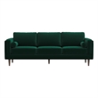 Hibernian Mid-Century Pillow Back Velvet Upholstered Sofa in Green