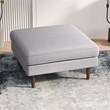 Hudson Mid-Century Square Fabric Linen Upholstered Ottoman in Light Gray