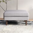 Hudson Mid-Century Square Fabric Linen Upholstered Ottoman in Light Gray