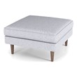 Hudson Mid-Century Square Fabric Linen Upholstered Ottoman in Light Gray