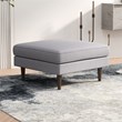 Hudson Mid-Century Square Fabric Linen Upholstered Ottoman in Light Gray