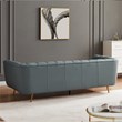 Clodette Mid Century Modern Living Room Genuine Leather Sage Sofa