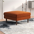 Hudson Mid-Century Square Velvet Upholstered Ottoman in Orange