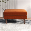 Hudson Mid-Century Square Velvet Upholstered Ottoman in Orange