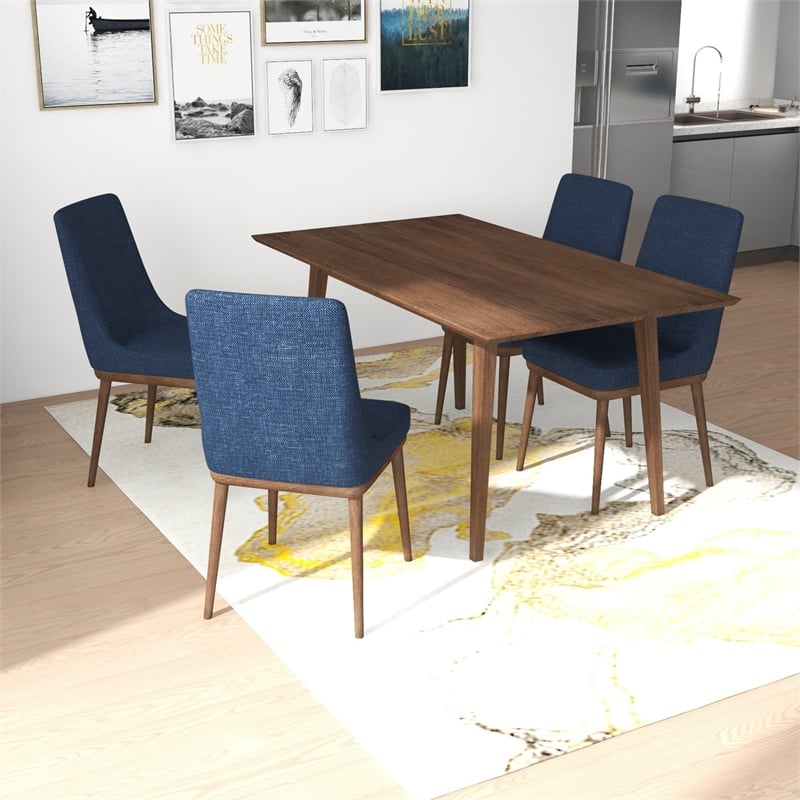 Andrea Modern Solid Wood Walnut Kitchen & Dining Room Table and Chairs for 4