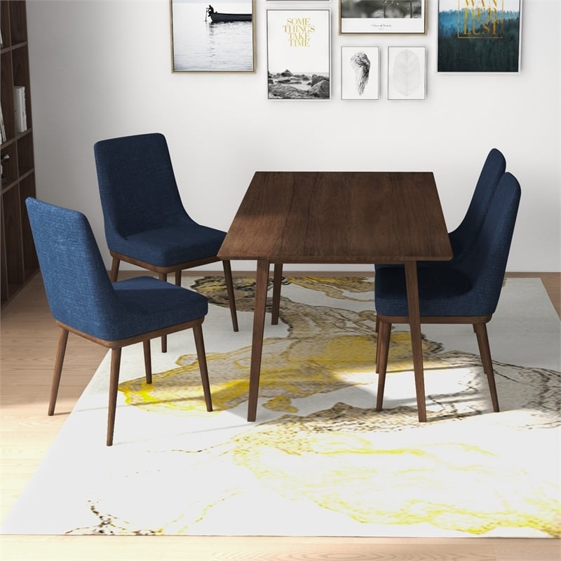 Andrea Modern Solid Wood Walnut Kitchen & Dining Room Table and Chairs for 4