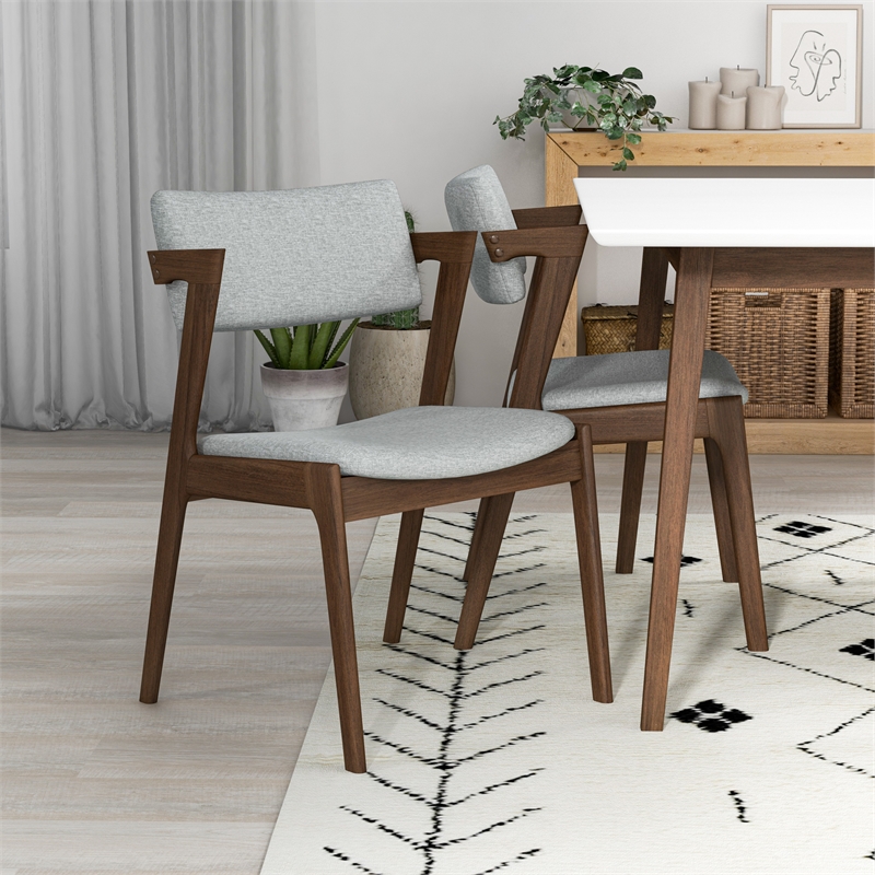 Ariela 5-Piece Dining Room&Kitchen Set with 4 Fabric Dining Chairs in Light Gray