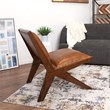 Saban Mid Century Modern Furniture Style Wide Top Leather Tan Comfy Armchair