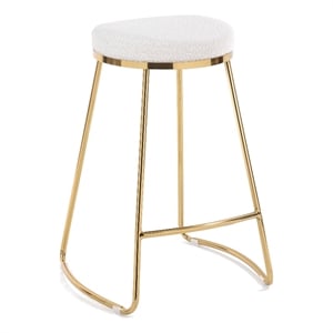 Regina Cream Boucle Fabric Kitchen Furniture Island Counter Gold Metal Stool