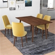 Alpen Mid Century Modern Solid Wood Walnut Kitchen Table and Chairs for 4