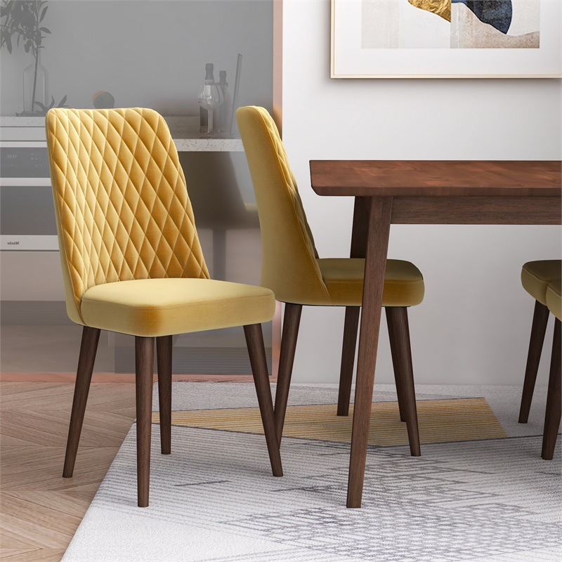 Alpen Modern Solid Wood Walnut Dining Table and 4 Chair Set