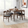 Abbet Mid Century Modern 5 Piece Solid Wood Walnut Dining Room & Kitchen Set