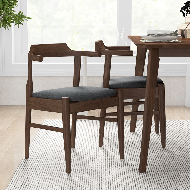 Abbet Mid Century Modern 5 Piece Solid Wood Walnut Dining Room & Kitchen Set