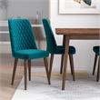 Alpen Modern Solid Wood Table and Teal Velvet Chair Dining Room Furniture Set
