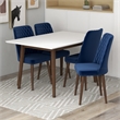 Adir Modern Solid Wood Table and Blue Fabric Chair Dining Room Furniture Set