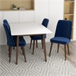 Adir Modern Solid Wood Table and Blue Fabric Chair Dining Room Furniture Set