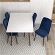 Adir Modern Solid Wood Table and Blue Fabric Chair Dining Room Furniture Set