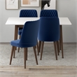 Adir Modern Solid Wood Table and Blue Fabric Chair Dining Room Furniture Set