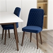Adir Modern Solid Wood Table and Blue Fabric Chair Dining Room Furniture Set