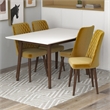 Modern Solid Wood Table and Gold Velvet Chair Dining Room Furniture Set