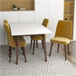 Modern Solid Wood Table and Gold Velvet Chair Dining Room Furniture Set