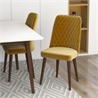 Modern Solid Wood Table and Gold Velvet Chair Dining Room Furniture Set