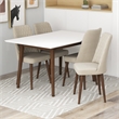 Adir Modern Solid Wood Table and Beige Velvet Chair Dining Room Furniture Set