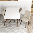 Adir Modern Solid Wood Table and Beige Velvet Chair Dining Room Furniture Set