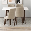 Adir Modern Solid Wood Table and Beige Velvet Chair Dining Room Furniture Set