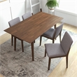 Adir Mid-Century Style 5 Piece Solid Wood Dining Set Walnut Brown