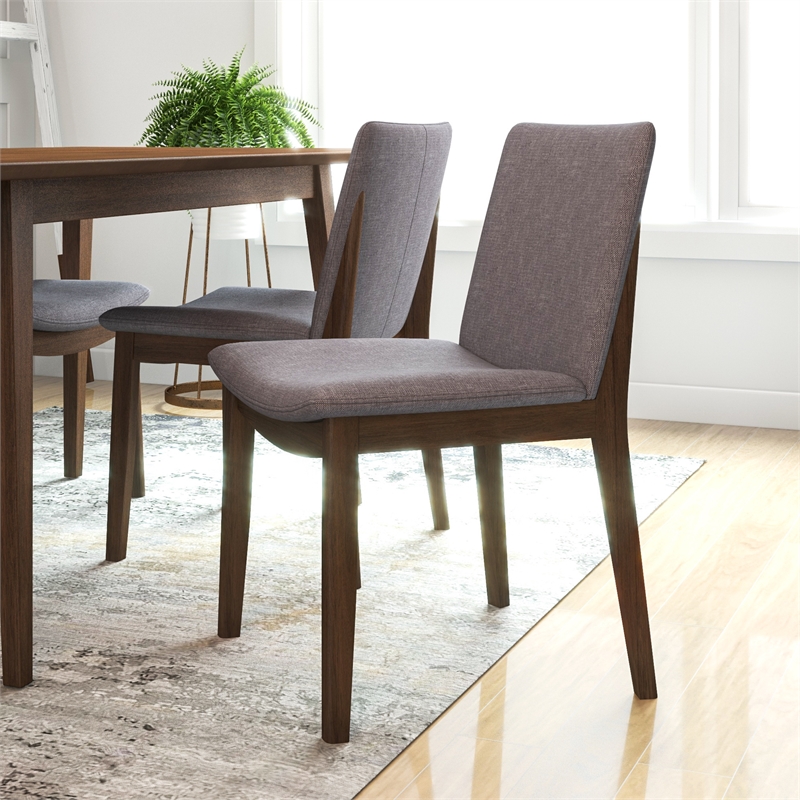 Adir Mid-Century Style 5 Piece Solid Wood Dining Set Walnut Brown
