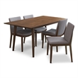Adir Mid-Century Style 5 Piece Solid Wood Dining Set Walnut Brown