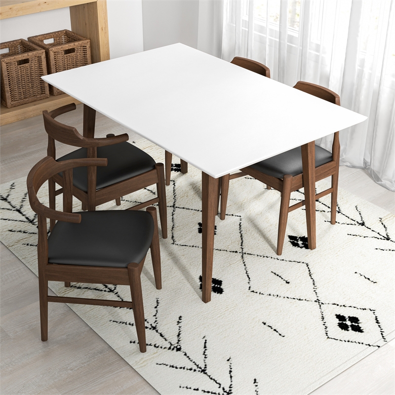 Adir Modern Solid Wood Dining Room & Kitchen Table and 4 Chair Set