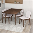 Adir Mid-Century Style 5 Piece Solid Wood Dining Room Set
