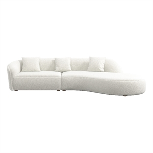 Galler Mid Century Modern Luxury Japandi Style Boucle Fabric Couch in Cream