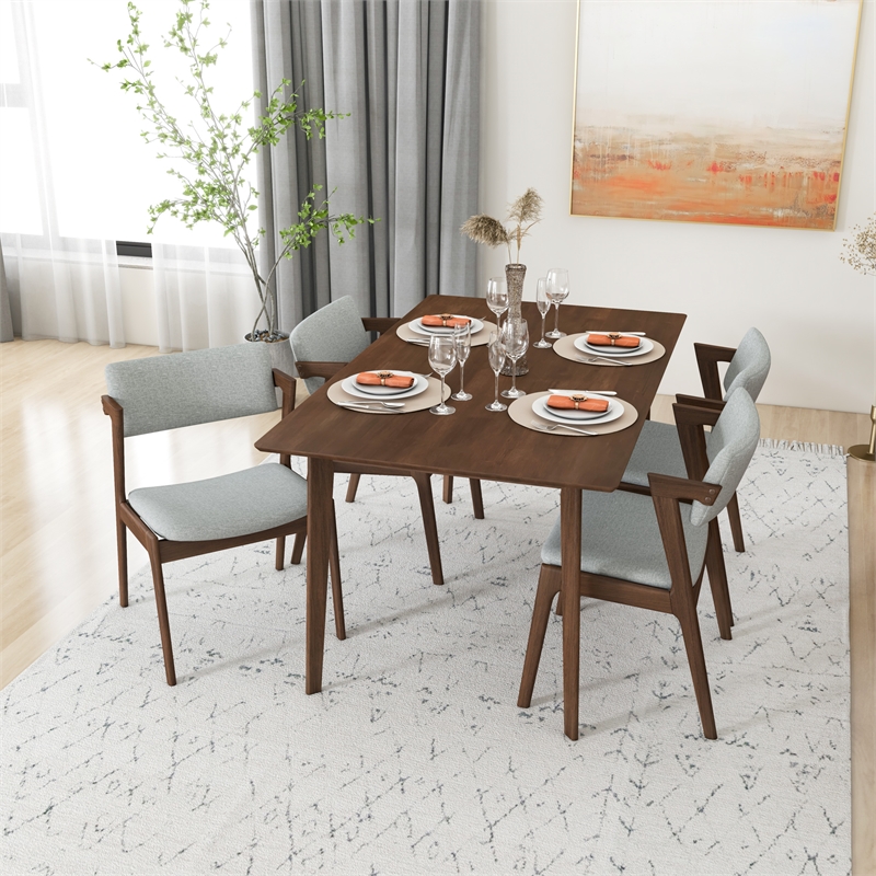 Abbet Mid-Century Modern Style 5 Piece Solid Wood Dining Room & Kitchen Set