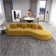 Galler Japandi Style Luxury Modern Velvet Curvy Couch in Gold