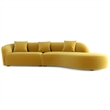 Galler Japandi Style Luxury Modern Velvet Curvy Couch in Gold