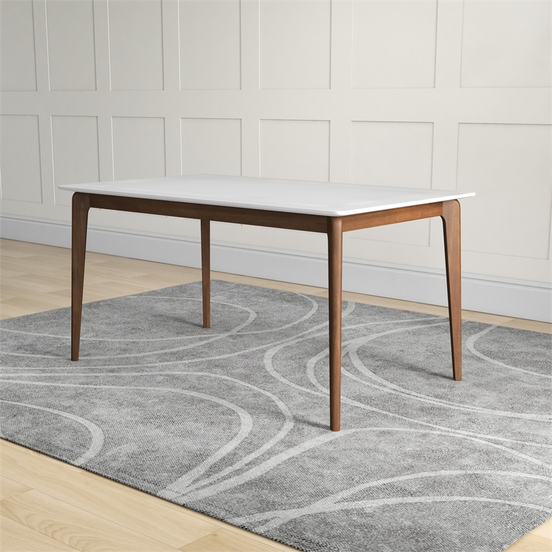 Sella Modern Solid Wood Walnut White Top Rectangular Kitchen&Dining Room Table